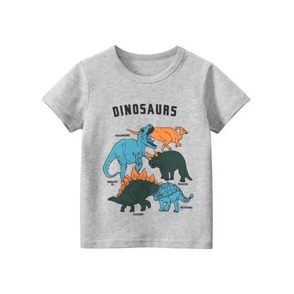 2 3 4 5 6 7 8 Years Kids Boys Clothes 100% Cotton Short Sleeve T-Shirts Dinosaur Cartoon Children Clothes Kids Summer Clothing