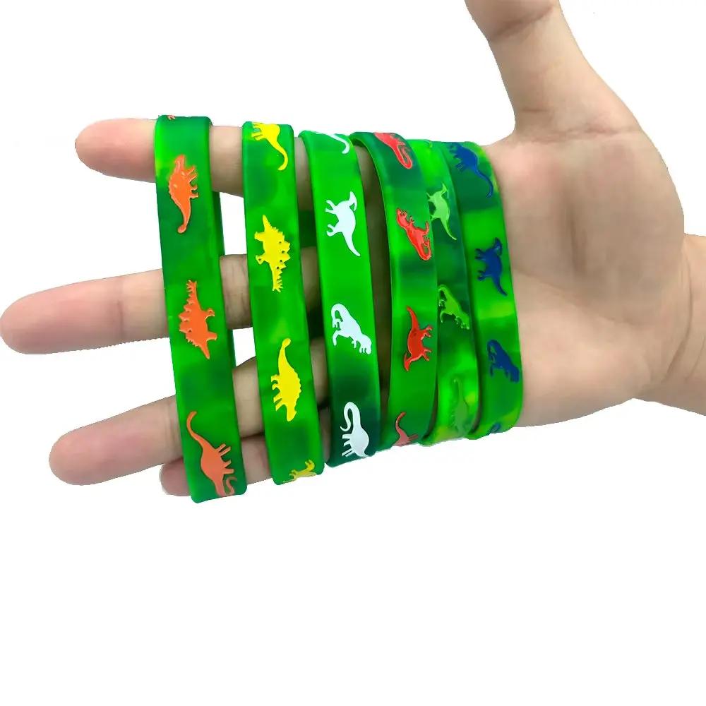 12/24/30Pcs Dinosaurs Silicone Wristbands Dinosaur Bracelet Dinosaur Party Favors Jurassic Themed Birthday Party Decoration