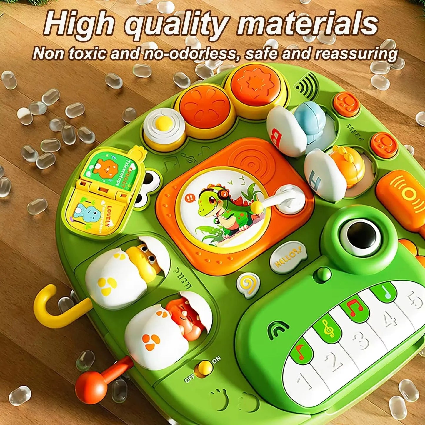 Montessori Dinosaur Activity Table for Babies - Musical Piano, Lights & Sound,Early Learning Toy for 1-3 Years,Sensory Play,Gift