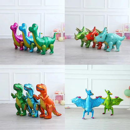 Large 4D Walking Dinosaur Balloons Jurassic Dinosaur Party Supplies Kids Birthdays Decorations Jungle Dragon Foil Globos Toys