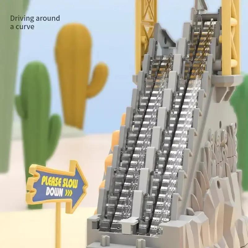 Electric Double Track Dinosaur Slide Dynamic Climbing Stairs Adventure Children Acousto Optic Educational Toy Kids Birthday Gift