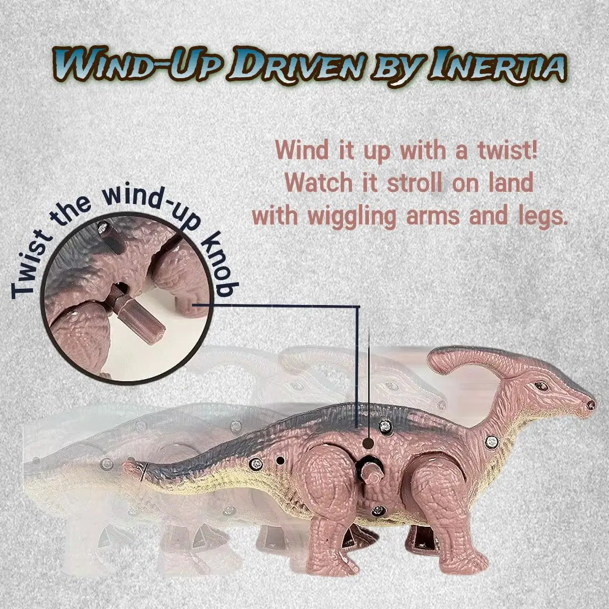 A Gift Set of Dinosaur Toys, Running Mechanical Animal Toy That Walks Automatically When Wound Up. Birthday Gift for Children.