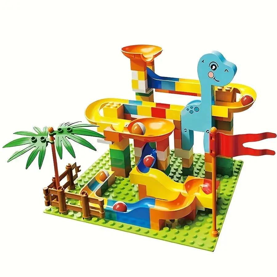 Dinosaur Park,Early Education STEM Toy Bricks Maze Set Children'S Birthday/Festival Gift Marble Run Building Blocks