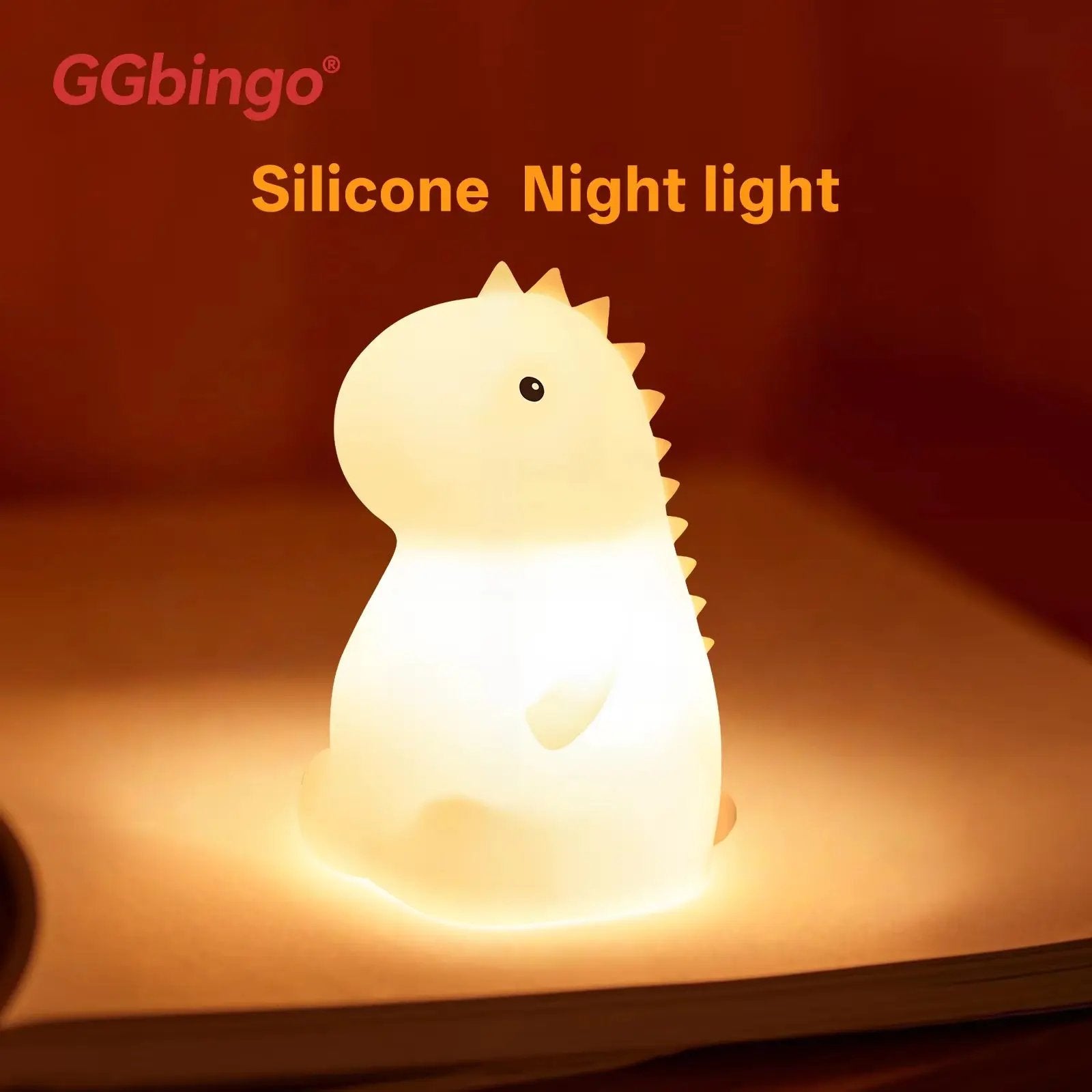 RGB Silicone Dinosaur Night Light USB Rechargeable Tap Control LED Lamp with Soft Light for Kids Baby Bedroom Decor Gift