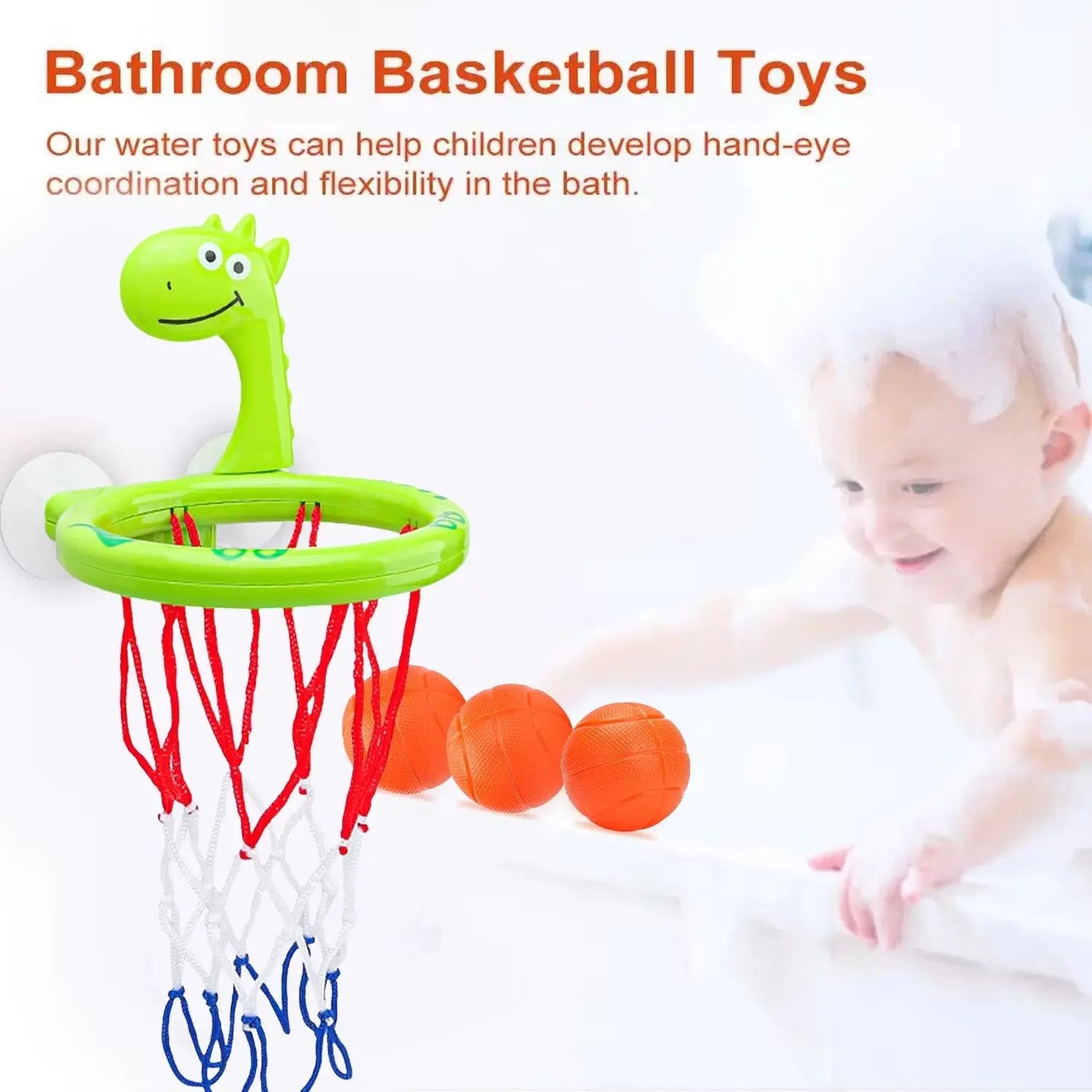 Baby Bath Toy Suction Cup Bathroom Bathtub Shooting Basketball Hoop with 3 Balls Children Toys Play Water Game Toys for Boy Gift