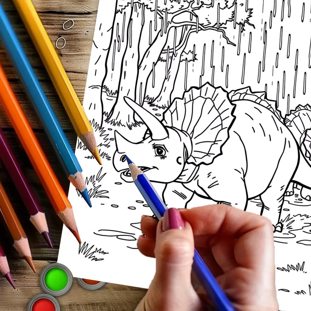 28 Pages Original Dinosaurs in Action Coloring Book for Adult | Colouring Book, Drawing Supplies for Christmas, Thanksgiving