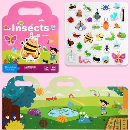 Portable Handheld Scene Sticker Books Cognitive Game Toys Animal Dinosaur Quiet Book Children Montessori Early Education Gifts
