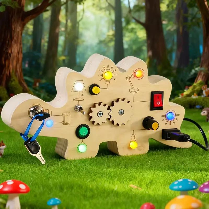 Early Educational Toy-Battery Operated Montessori Toys Promote Hand Eye-Coordination Wooden## Dinosaur Board Game for Boys Girls