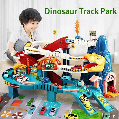 Electric Dinosaur Mountain Track Car Adventure Game Racing Rail Car Toys Track Interactive Train Children'S Educational Toys