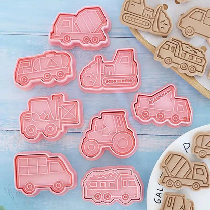 8 Pcs/Set Cookie Cutters Plastic 3D Dinosaur Shape Cartoon Pressable Biscuit Mold Cookie Stamp Kitchen Baking Pastry Bakeware