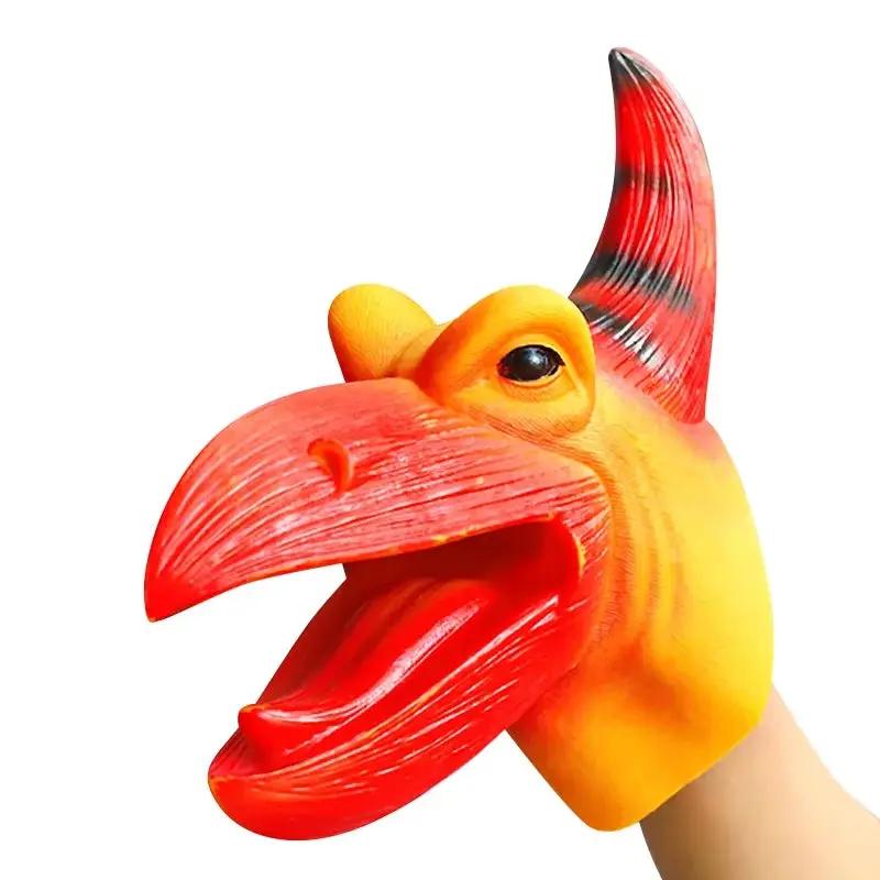 Hand Puppets Dinosaur Head Model Toy T-Rex Dino Jurass Shark Tiger Park Dolls Dinosaur Worlds Soft Plush Toy for Boys Kids Gifts