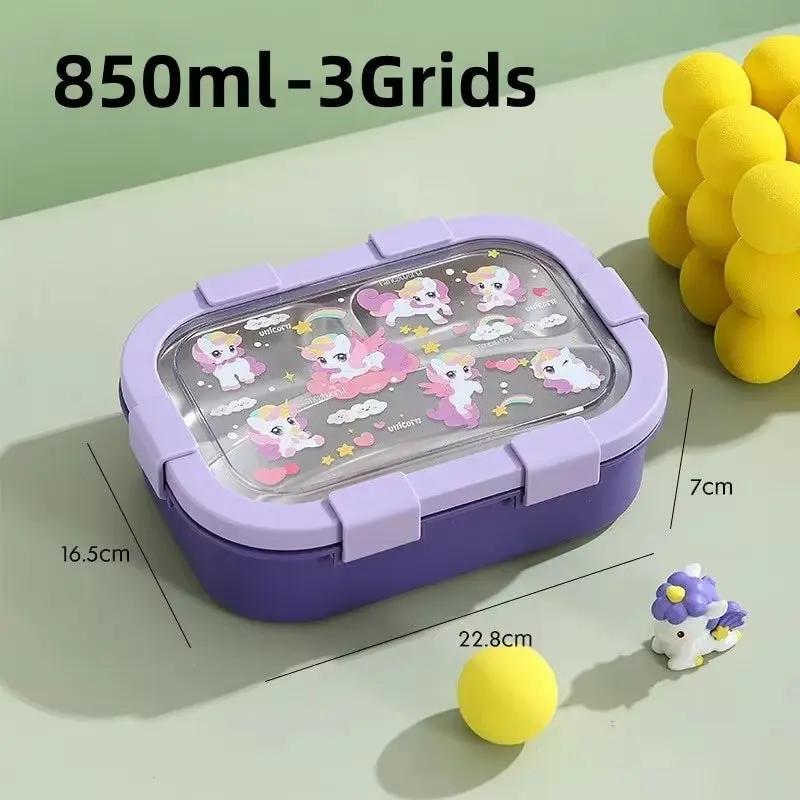 Cartoon Lunch Box Stainless Steel Compartment Bento Box Microwave Available Food Container Students Office Worker Portable Bento