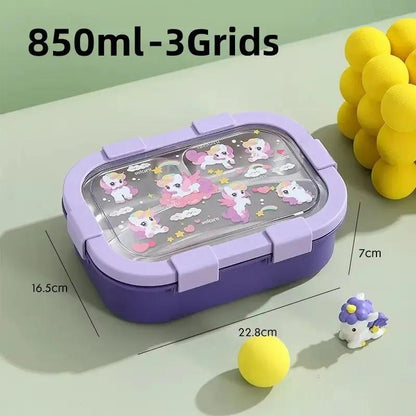 Cartoon Lunch Box Stainless Steel Compartment Bento Box Microwave Available Food Container Students Office Worker Portable Bento