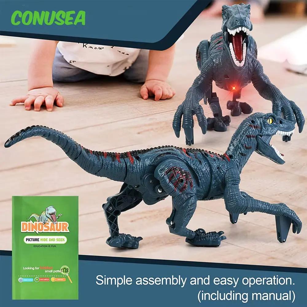 Remote Control Dinosaur Toys Kid 8Ch 2.4G Radio Controlled Velociraptor Toy Imitates Walking and Sounds Shaking Head Toy for Boy