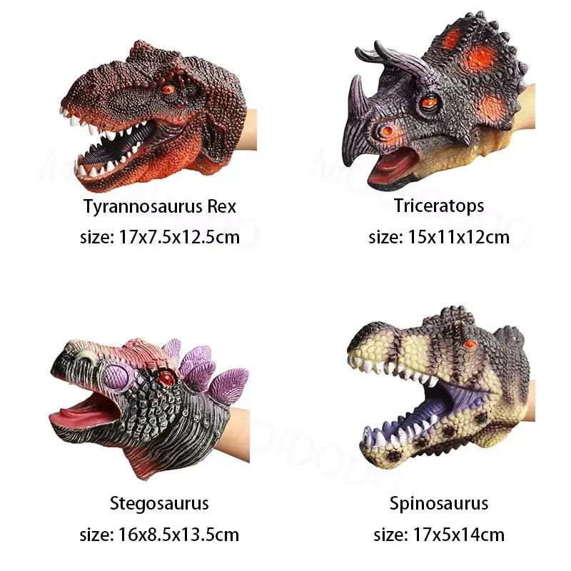 Hand Puppets Dinosaur Head Model Toy T-Rex Dino Jurass Shark Tiger Park Dolls Dinosaur Worlds Soft Plush Toy for Boys Kids Gifts