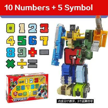 GUDI Assemble Robots Transformation Building Blocks Action Figure Car Model Deform Number Letters Alphabet Math Educational Toys