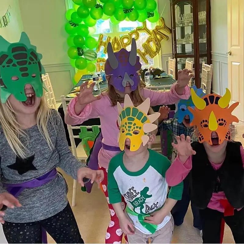 5PCS Funny Kids Mask Role Playing Dino Dinosaur Theme Party Supplies Cosplay Dress up Juegos De Fiesta Kinder Speelgoed