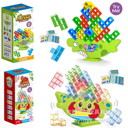 Stacking Game Dinosaur Building Blocks Party Game Toy Stacked High Tetris Block Desktop Balance Block Stacked Puzzle Board Game
