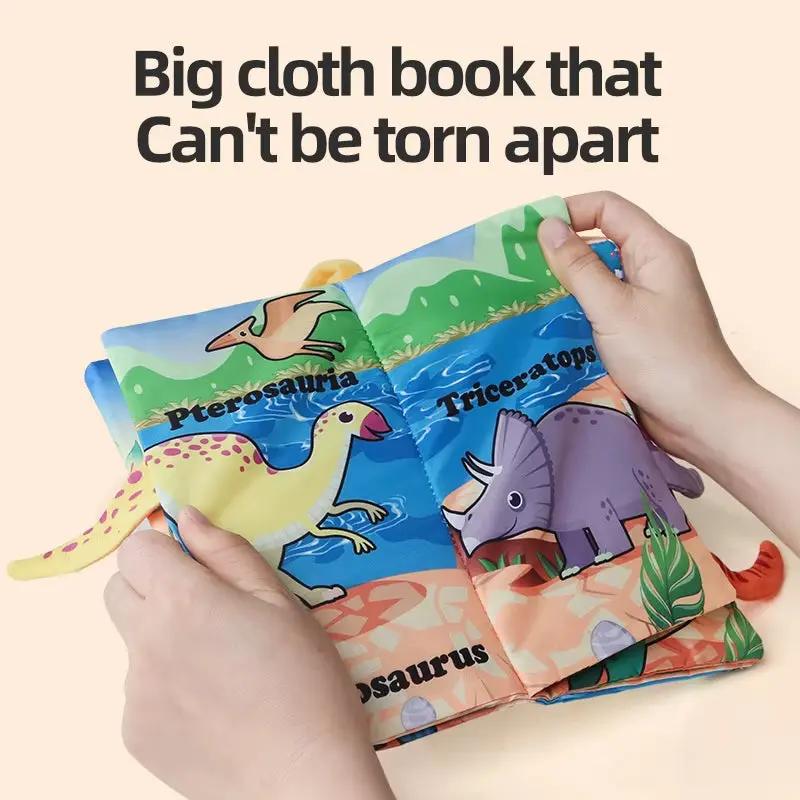 Baby Cloth Book 6 Page Dinosaur Series 0-3 Year Old Infant Parent-Child Interaction Tail Cloth Book Baby Toys Newborn Gift