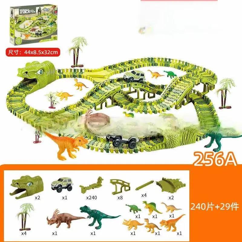 Ultimate Dinosaur 360 Track Set New DIY Assembly Jurassic Dinosaur Track Set Electric Dinosaur Track Car Toy Set