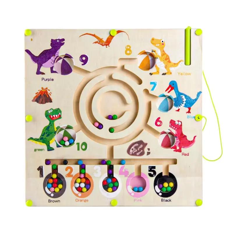 Dinosaur Maze Toy, Magnetic Pen Training, Color and Shape Classification Cognition, Baby Gift.Table Games