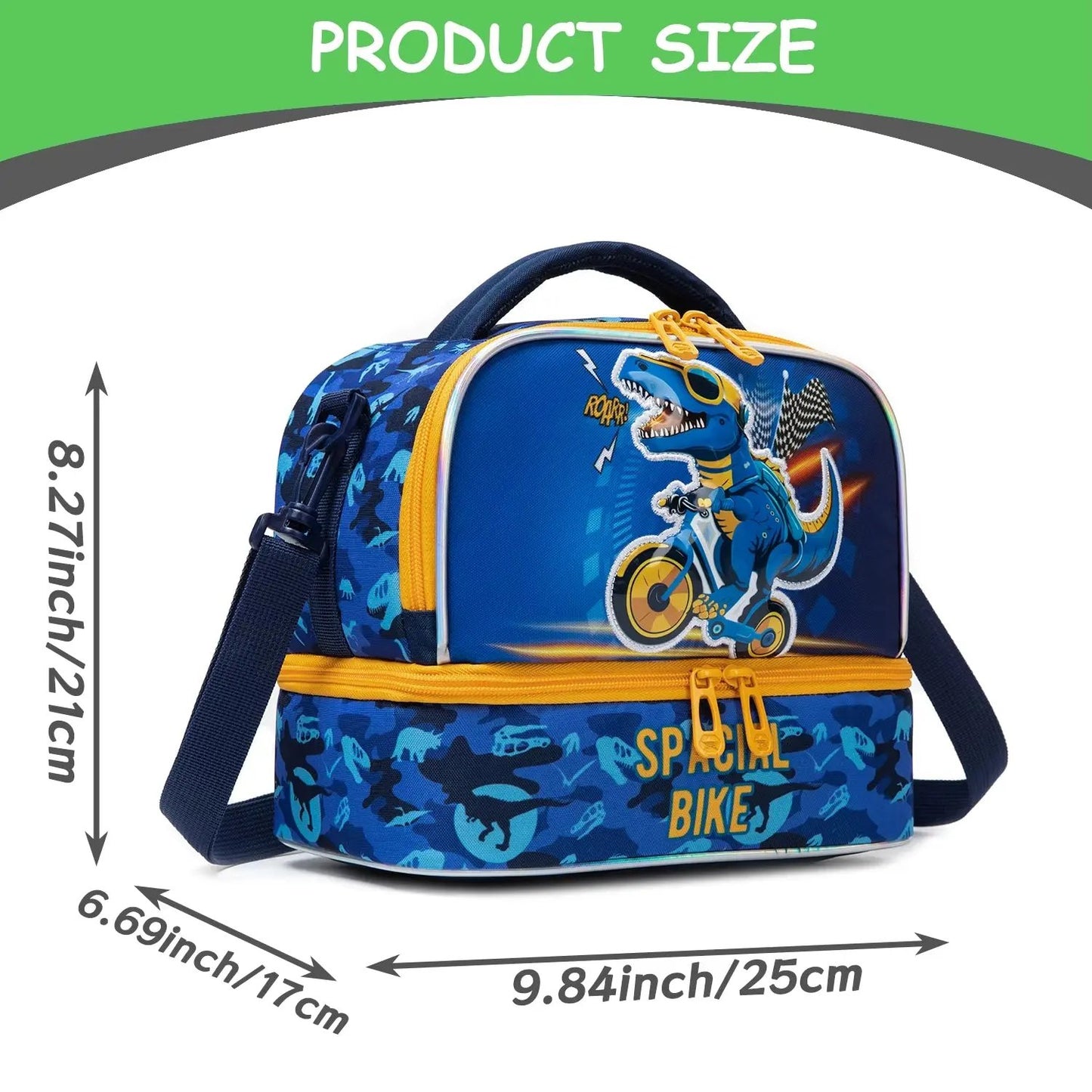 Kids Dual Compartment Tote Lunch Bag for Boys Kids Cooler Insulated Toddler Lunch Bag Box