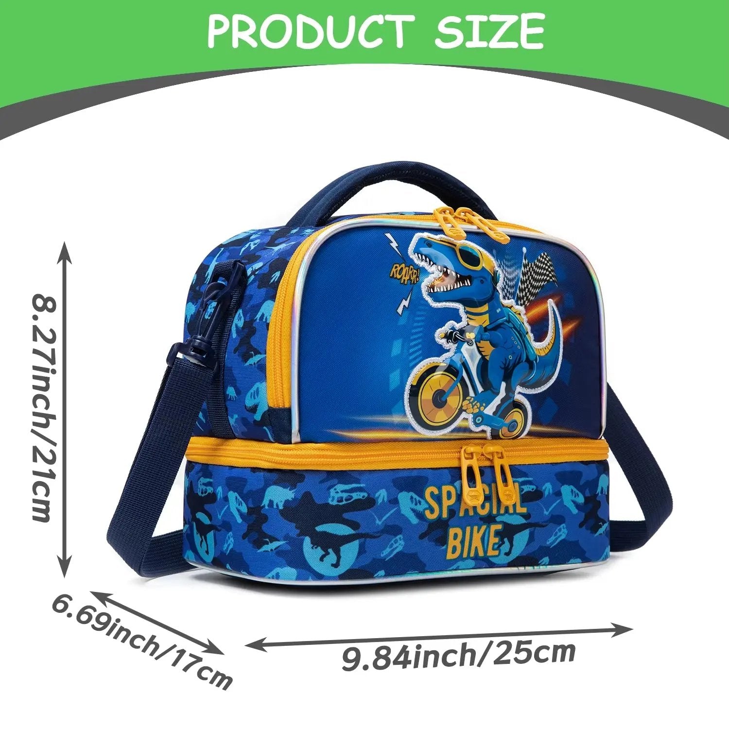 Kids Dual Compartment Tote Lunch Bag for Boys Kids Cooler Insulated Toddler Lunch Bag Box