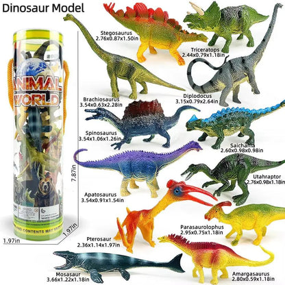 12Pcs/Set Updated Simulated Solid Dinosaurs Toy Model Realistic Brachiosaurus Tyrannosaurus Rex Toys for Children Christmas Gift
