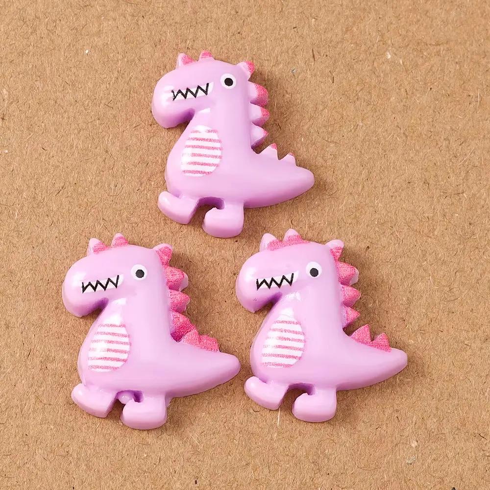 10Pcs 21*19Mm Cute Resin Dinosaur Flatback Cabochon Scrapbooking for Girls DIY Hairpin Headband Embellishments Birthday Gifts