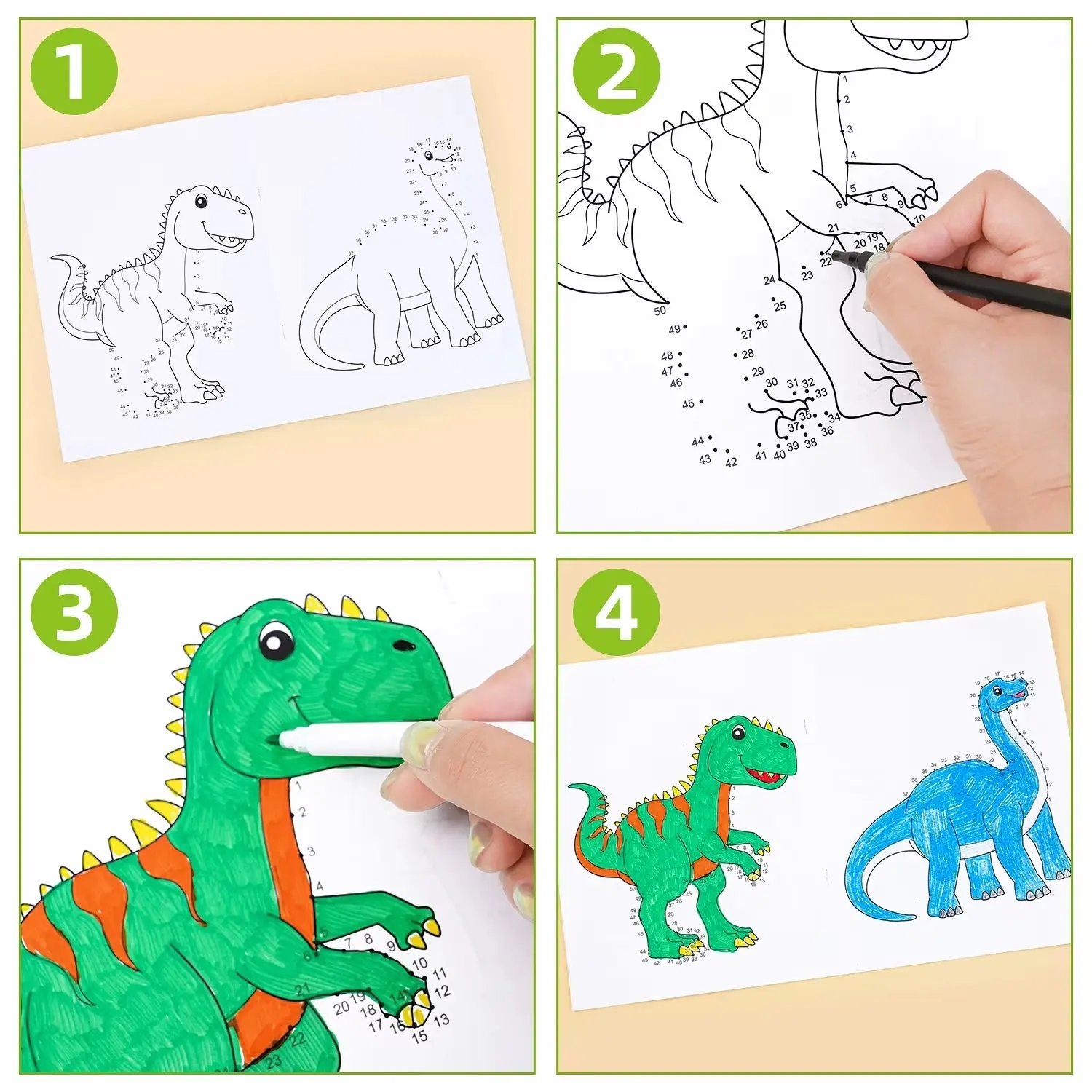 2-In-1 Jumbo Dot to Dot and Draw Activity Book - Connect the Dots to Create Dinosaurs, Tracing, Coloring, Counting Practice Book