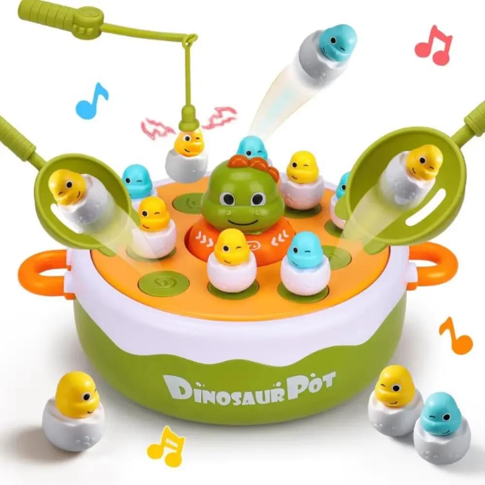 Dinosaur Multi Functional Magnetic Fishing Wheel Toy Set Bouncing Dinosaur Wheel Rotating Music Children'S Toy
