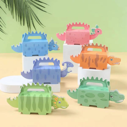 6Pcs Dinosaur Candy Boxes Happy 1St Birthday Party Decoration Kids Gifts Packaging Box Dino Baby Shower Supplies Box Bag
