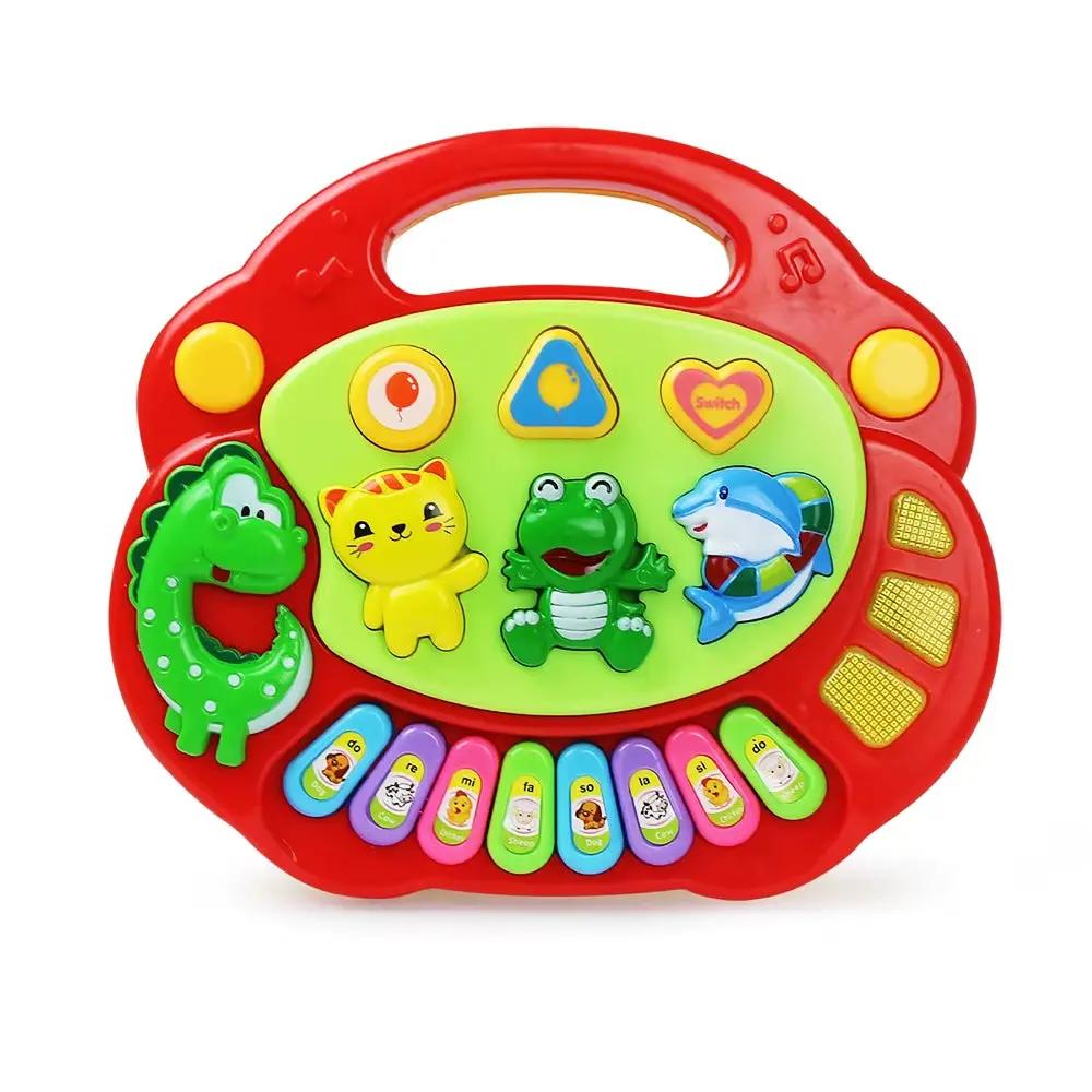 Kids Cartoon Piano Keyboard Game with Animal Sounds Flashing Light Music Baby Instrument Music Toys Educational Toys Kids Gifts