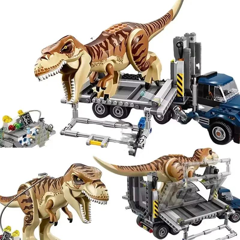 New Dinosaur Park World Building Blocks Set Dinosaur Transportation Truck DIY Toys Children Birthday Party Gift for Boy and Girl