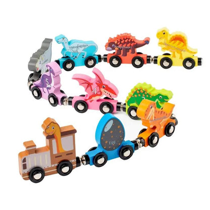 Montessori Magnetic Wooden Train Toys Early Educational Cognition Color Toy Learning Cars Animal Fruits Puzzle Train Set for Kid
