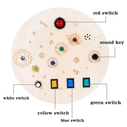 Montessori Busy Board Sensory Toys Wooden with LED Light Switch Control Board Travel Activities Children Games for 2-4 Years Old