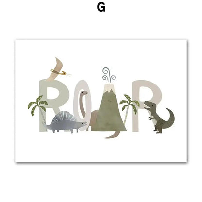Dinosaur Brachiosaurus Tyrannosaurus Triceratops Wall Art Canvas Painting Nordic Posters and Prints Picture Baby Kids Room Decor