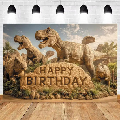 Dinosaur Theme Birthday Party Photography Backdrop Jungle Forest Kids Birthday Party Decor Photo Background Photo Studio Props