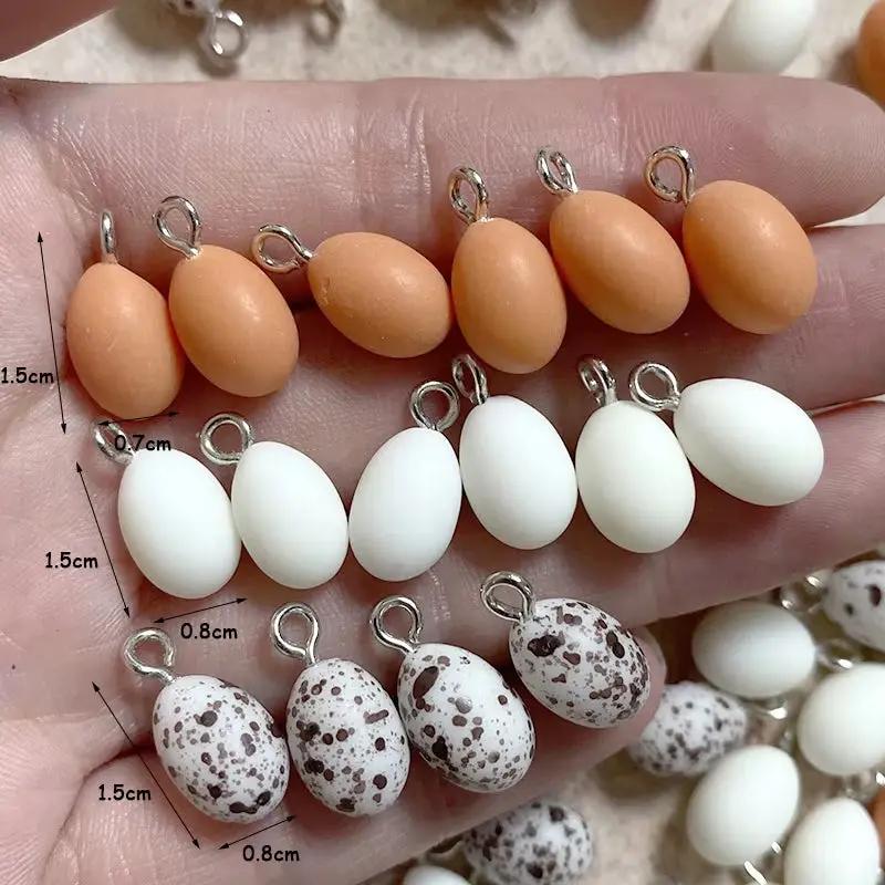 10Pcs Mini Simulated Egg Dinosaur Egg Resin Charms Funny Cute Quail Egg Pendant Diy for Earring Necklace Jewelry Make