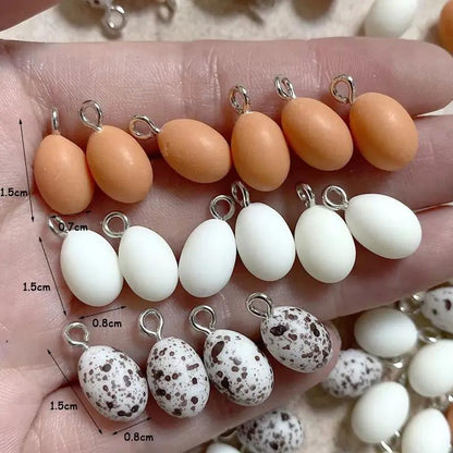 10Pcs Mini Simulated Egg Dinosaur Egg Resin Charms Funny Cute Quail Egg Pendant Diy for Earring Necklace Jewelry Make