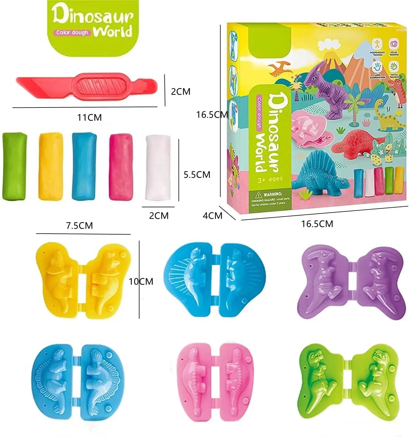 Playdough Sets for Kids, Modelling Clay, Air Dry Clay with 6 Dinosaur Mold, Polymer Clay Set, Play Dough Dinosaur Toys