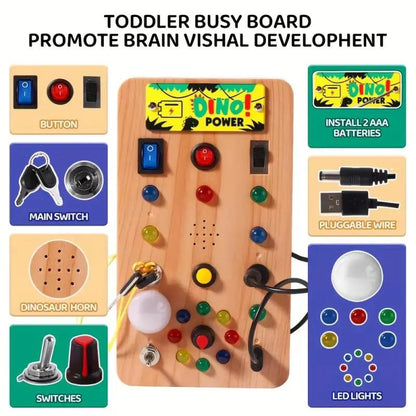 Children'S Montessori LED Light Busy Board Simulation Switch Power Board Light Button Intelligence Early Education Learning Toys