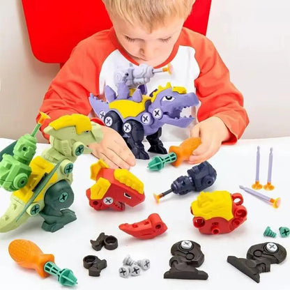 Children'S Dinosaur 3D Puzzle Toys Press to Fire Bullets DIY Detachable Assembly Screw Toys ﻿