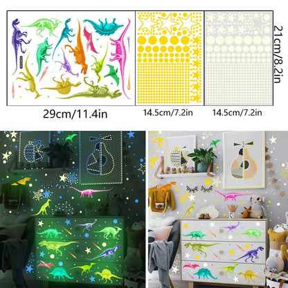 Luminous Dinosaur Wall Sticker for Kids Room Decals Glow in the Dark Removable Dino Glowing Luminous Stickers Children'S Bedroom