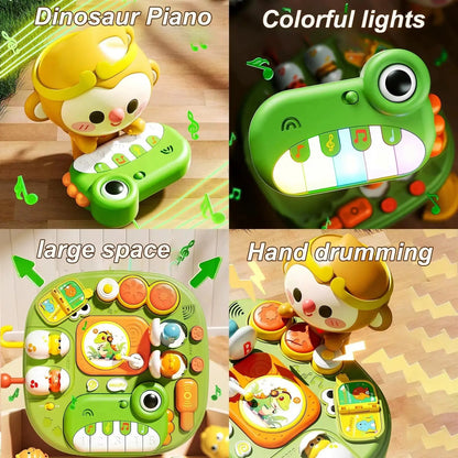 Montessori Dinosaur Activity Table for Babies - Musical Piano, Lights & Sound,Early Learning Toy for 1-3 Years,Sensory Play,Gift