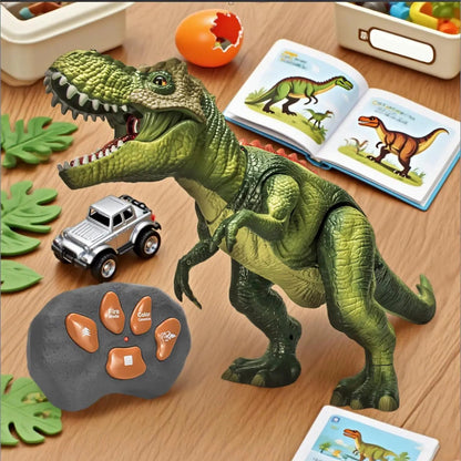 RC Walking Dinosaur Robot with Light & Spray - Interactive Toy for Backyard, Classroom & Outdoor Play - Realistic Animal Figure