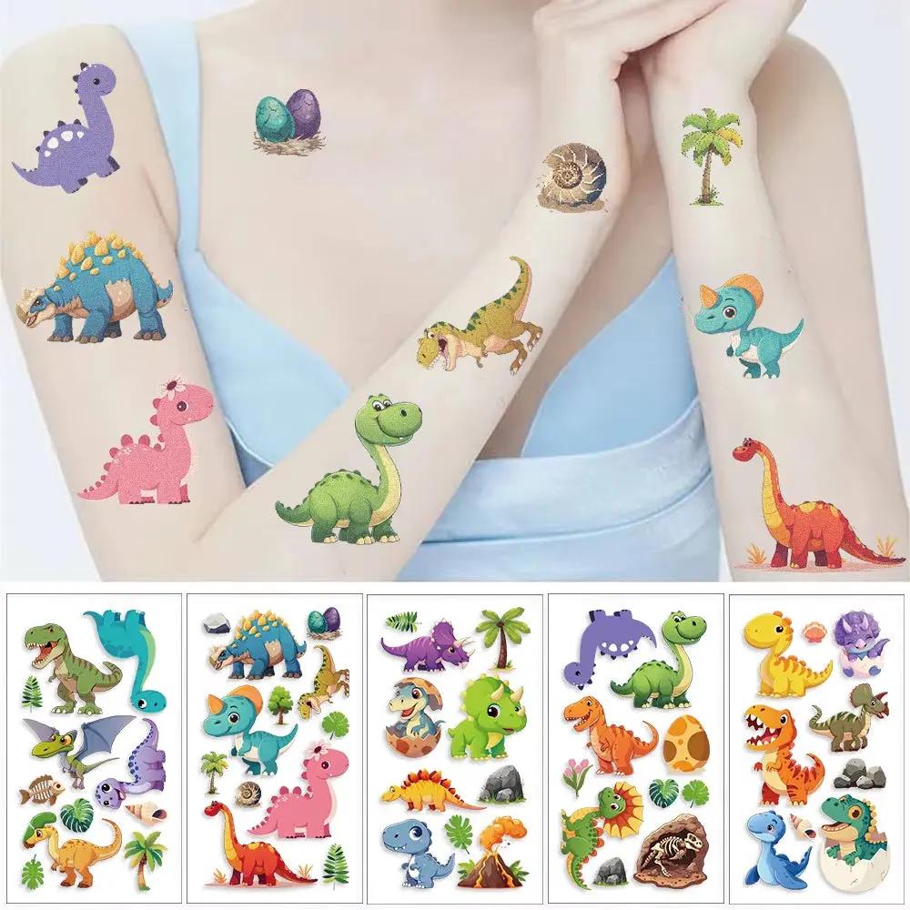 10Pcs Cartoon Dinosaur Tattoo Stickers Cute Animal Birthday Party Temporary Tattoos Sticker Pack Funny Kids Christmas Gift Toy