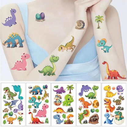 10Pcs Cartoon Dinosaur Tattoo Stickers Cute Animal Birthday Party Temporary Tattoos Sticker Pack Funny Kids Christmas Gift Toy