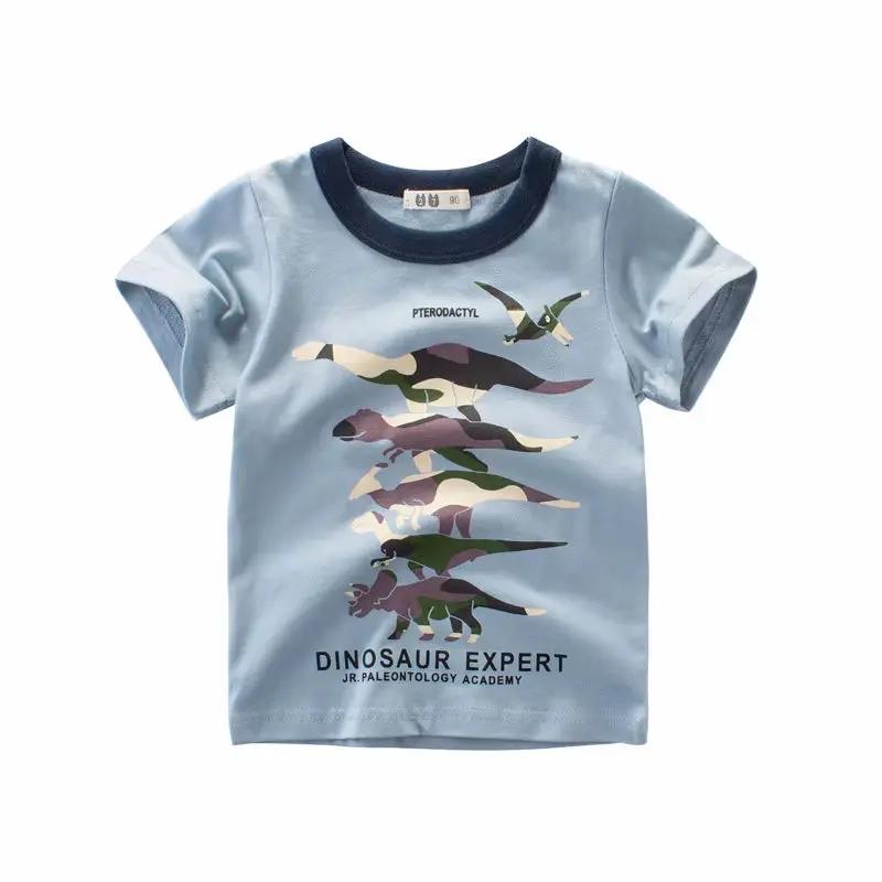 2 3 4 5 6 7 8 Years Kids Boys Clothes 100% Cotton Short Sleeve T-Shirts Dinosaur Cartoon Children Clothes Kids Summer Clothing