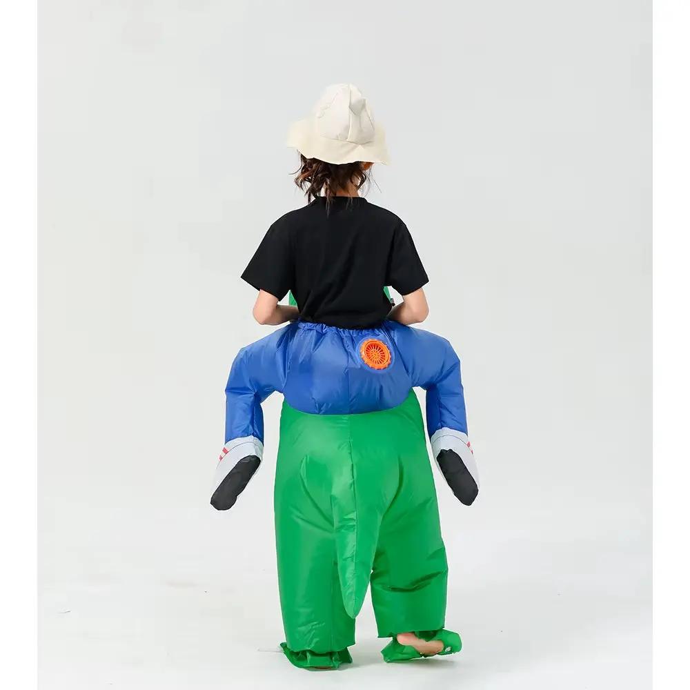 Child Adult Unisex Boy Girl Inflatable Green Dinosaur Cosplay Costume Kids Kindergarden Performance Halloween Carnival Party